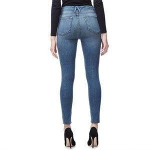 GOOD AMERICAN Good Waist Crop Raw Edge Jeans!